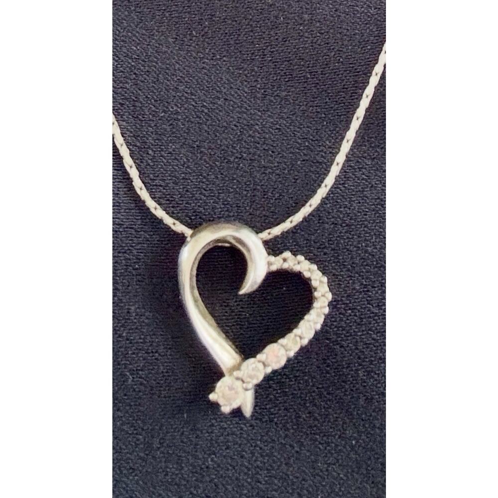 Sterling Silver Open Heart Pendant Necklace 19” Wheat Chain Spiga SAI